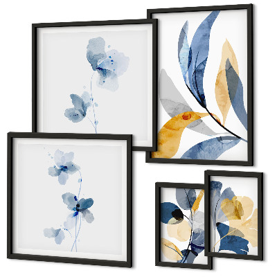 Modernes wandbilder-set Pflanzenmotive in pastellfarbenen Interieurs
