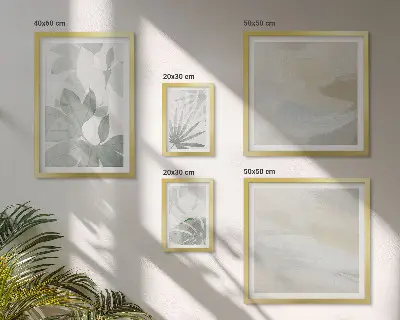 Bilderset fürs Sofa mit grauen und weißen Pflanzenmotiven