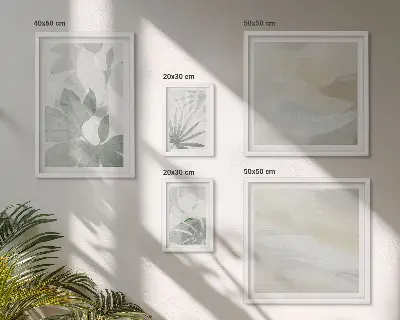 Bilderset fürs Sofa mit grauen und weißen Pflanzenmotiven