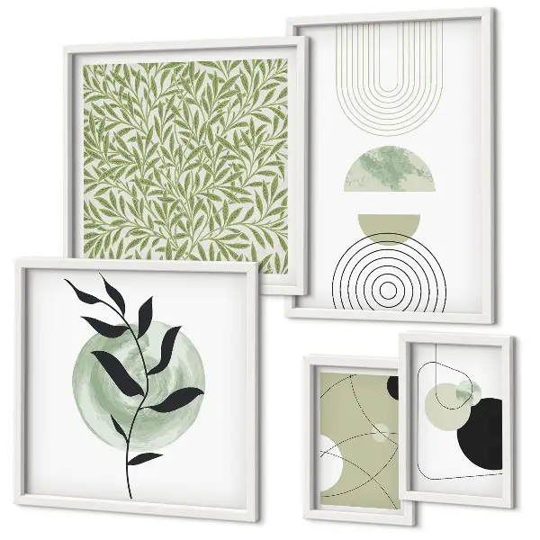 Modernes Wandbilder-Set mit abstrakten geometrischen Pflanzen