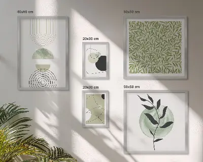 Modernes Wandbilder-Set mit abstrakten geometrischen Pflanzen