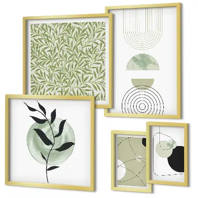 Modernes Wandbilder-Set mit abstrakten geometrischen Pflanzen