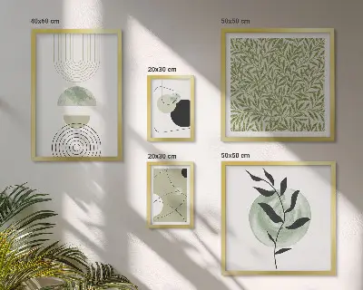 Modernes Wandbilder-Set mit abstrakten geometrischen Pflanzen
