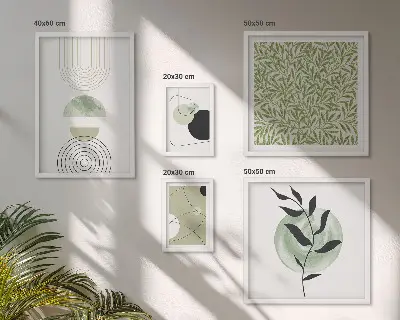 Modernes Wandbilder-Set mit abstrakten geometrischen Pflanzen