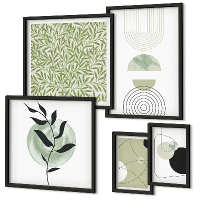 Modernes Wandbilder-Set mit abstrakten geometrischen Pflanzen