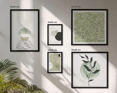 Modernes Wandbilder-Set mit abstrakten geometrischen Pflanzen