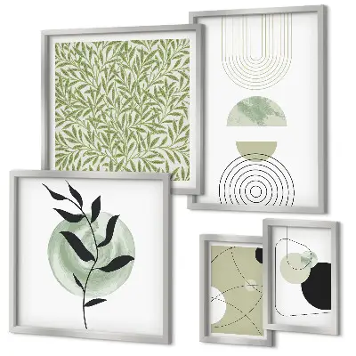 Modernes Wandbilder-Set mit abstrakten geometrischen Pflanzen