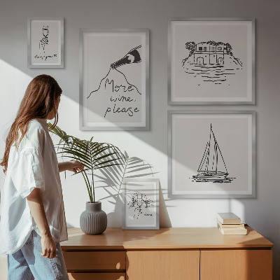 Modernes wandbilder-set Stilvolle Weingrafiken Entspannung
