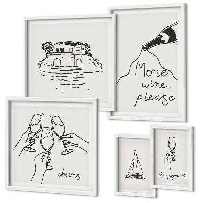 Bildergalerie-set für die wand Stilvolle Illustrationen zum Weintoast