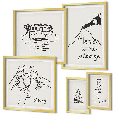 Bildergalerie-set für die wand Stilvolle Illustrationen zum Weintoast