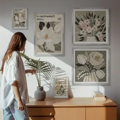 Bilderset fürs Sofa mit Blumenmustern aus London und Seoul