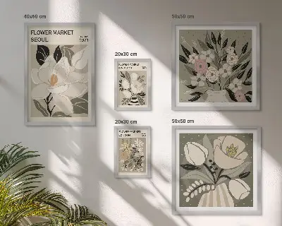 Bilderset fürs Sofa mit Blumenmustern aus London und Seoul