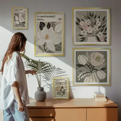 Bilderset fürs Sofa mit Blumenmustern aus London und Seoul