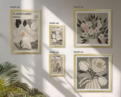 Bilderset fürs Sofa mit Blumenmustern aus London und Seoul