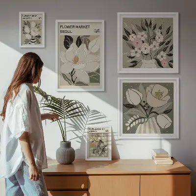 Bilderset fürs Sofa mit Blumenmustern aus London und Seoul