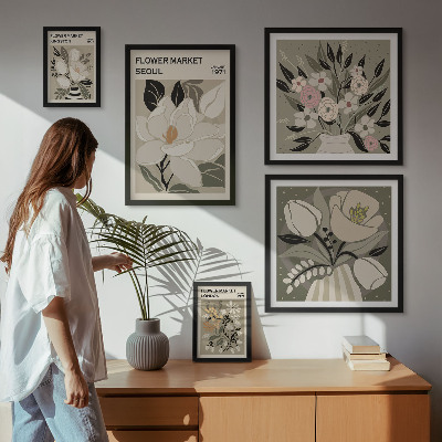Bilderset fürs sofa Blumenmuster aus London und Seoul