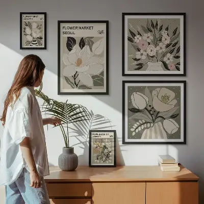 Bilderset fürs Sofa mit Blumenmustern aus London und Seoul