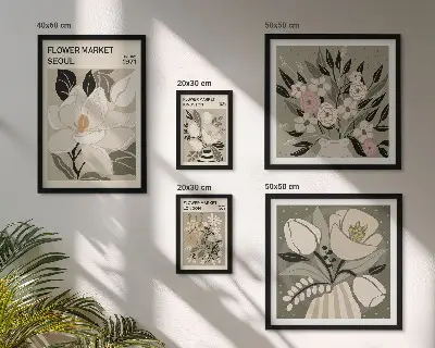 Bilderset fürs Sofa mit Blumenmustern aus London und Seoul