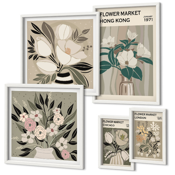 Modernes wandbilder-set Retro-Vintage-Blumenmarkt