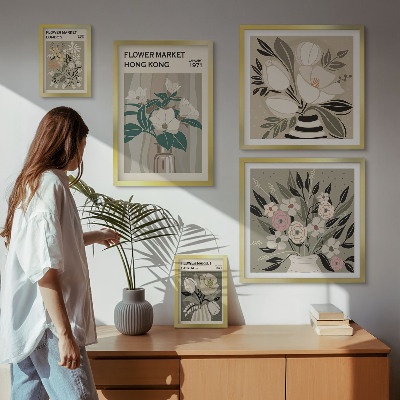 Modernes wandbilder-set Retro-Vintage-Blumenmarkt