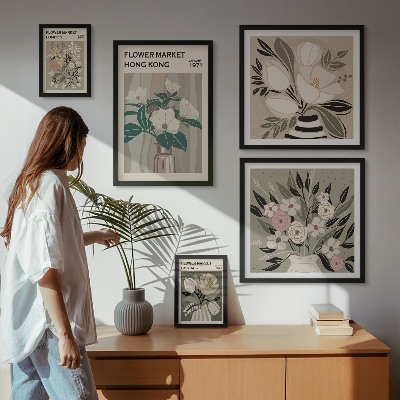 Modernes wandbilder-set Retro-Vintage-Blumenmarkt