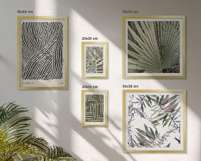 Modernes Wandbilder-Set mit minimalistischen Pflanzenmustern