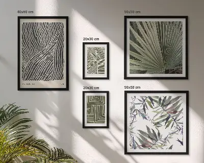Modernes Wandbilder-Set mit minimalistischen Pflanzenmustern