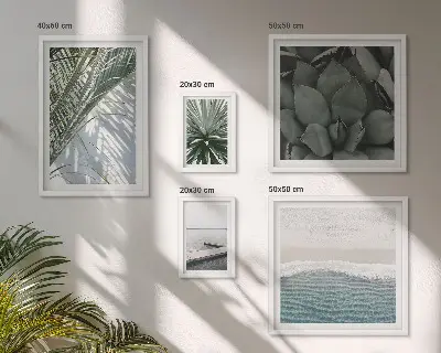 Bilderset fürs Sofa mit tropischen Pflanzen am Meer