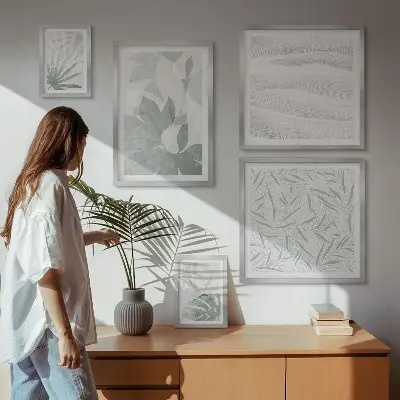 Wandbilder-Set mit Pflanzenmotiven fürs Sofa