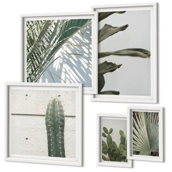 Wandbilder Set mit modernen Pflanzenmotiven
