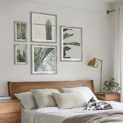 Wandbilder Set mit modernen Pflanzenmotiven