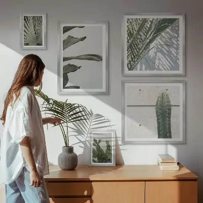 Wandbilder Set mit modernen Pflanzenmotiven