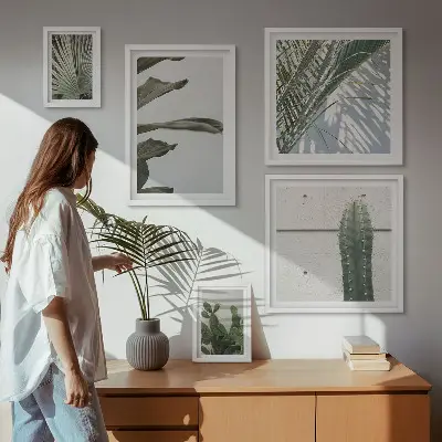 Wandbilder Set mit modernen Pflanzenmotiven