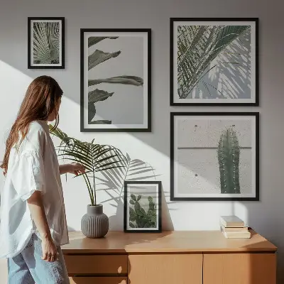 Wandbilder Set mit modernen Pflanzenmotiven