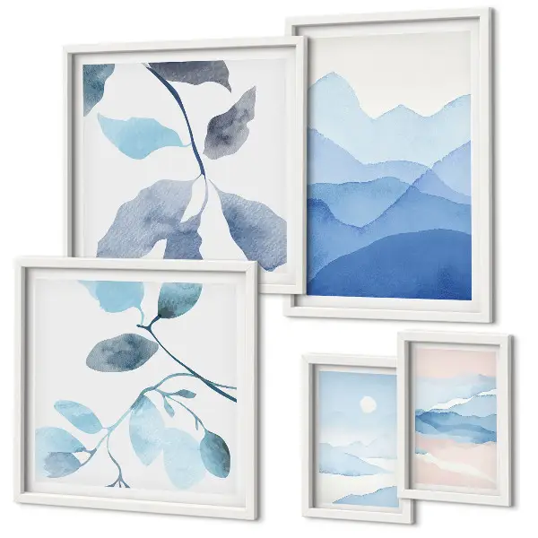 Modernes Wandbilder-Set naturblaue minimalistische Gestaltung