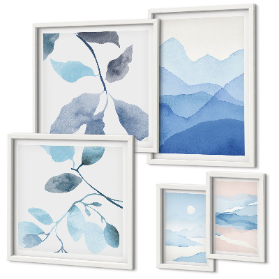 Modernes wandbilder-set Naturblau minimalistisch