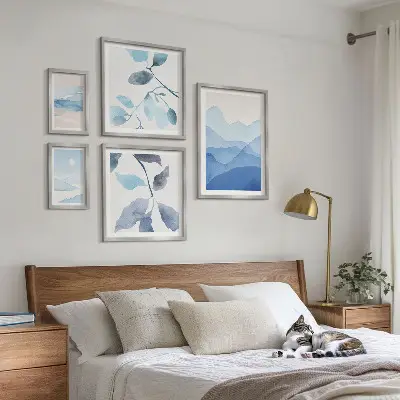 Modernes Wandbilder-Set naturblaue minimalistische Gestaltung