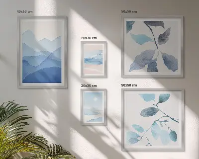Modernes Wandbilder-Set naturblaue minimalistische Gestaltung