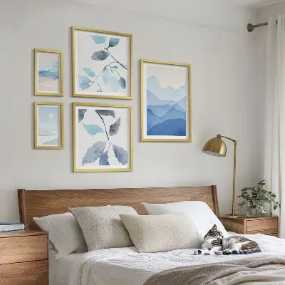Modernes Wandbilder-Set naturblaue minimalistische Gestaltung