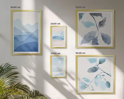 Modernes Wandbilder-Set naturblaue minimalistische Gestaltung