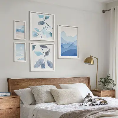 Modernes Wandbilder-Set naturblaue minimalistische Gestaltung