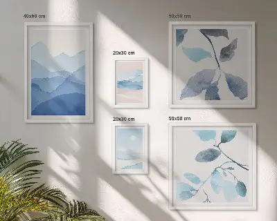 Modernes Wandbilder-Set naturblaue minimalistische Gestaltung