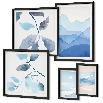Modernes Wandbilder-Set naturblaue minimalistische Gestaltung