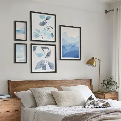 Modernes Wandbilder-Set naturblaue minimalistische Gestaltung