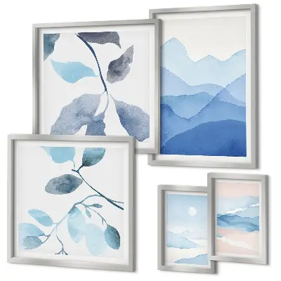 Modernes Wandbilder-Set naturblaue minimalistische Gestaltung
