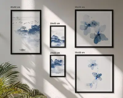 Modernes Wandbilder-Set mit Motiven von Landschaften Blumen Wasser und Frieden