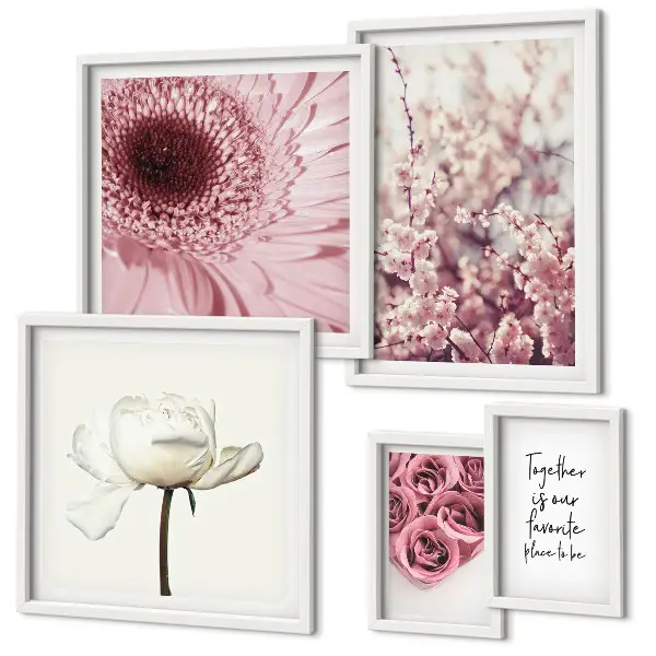 Modernes Wandbilder-Set mit floralen romantischen Akzenten