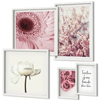 Modernes Wandbilder-Set mit floralen romantischen Akzenten