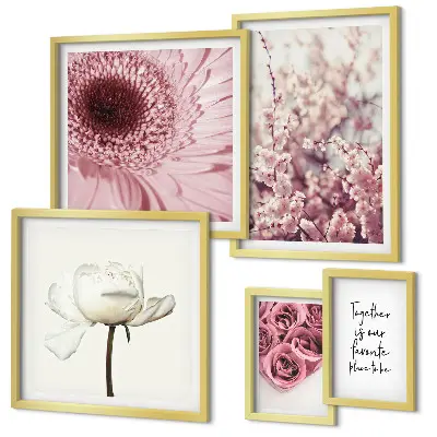 Modernes Wandbilder-Set mit floralen romantischen Akzenten
