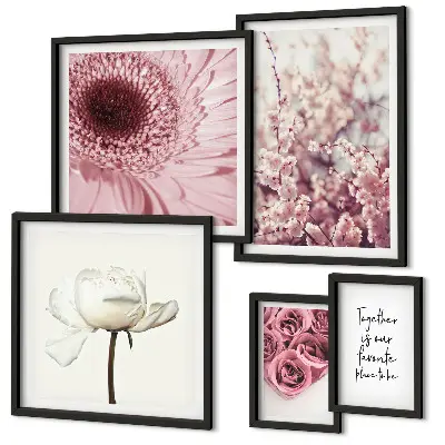 Modernes Wandbilder-Set mit floralen romantischen Akzenten